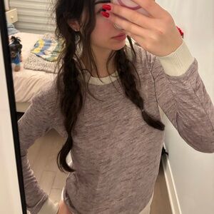 Wilfred Mauve Knit Top with Cream Trim